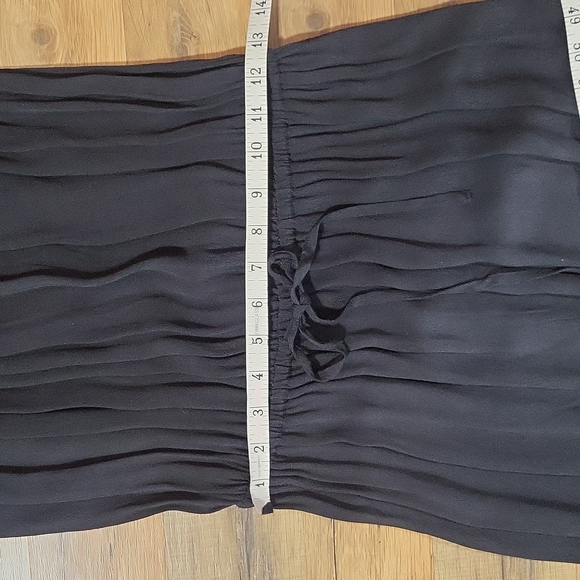 WHO WHAT WEAR Black Bardot Boho Rayon Drawstring Waist Side Slit Long Midi Dress - Picture 11 of 13